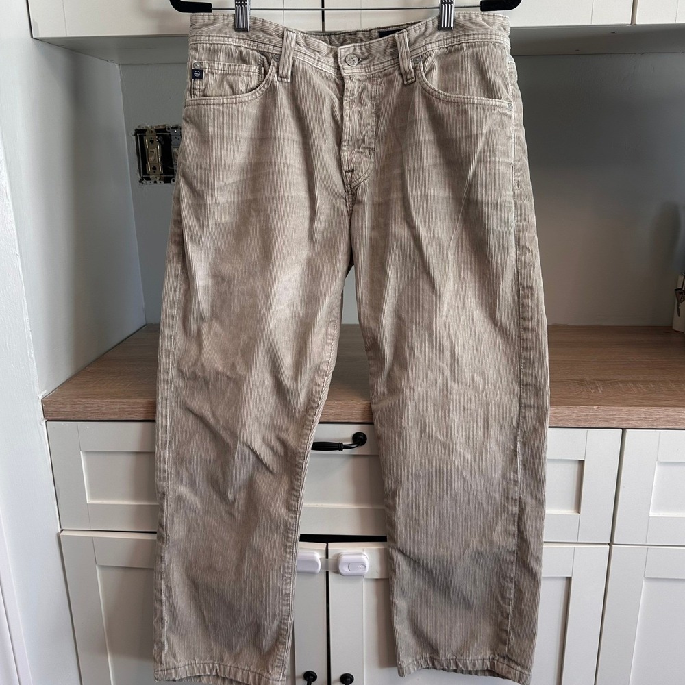 AG Adriano Goldschmied Corduroy Pants Tailored Beige Pockets Minimalist‎ Mens 33